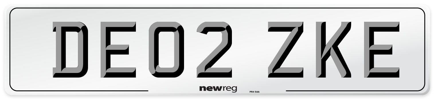 DE02 ZKE Number Plate from New Reg